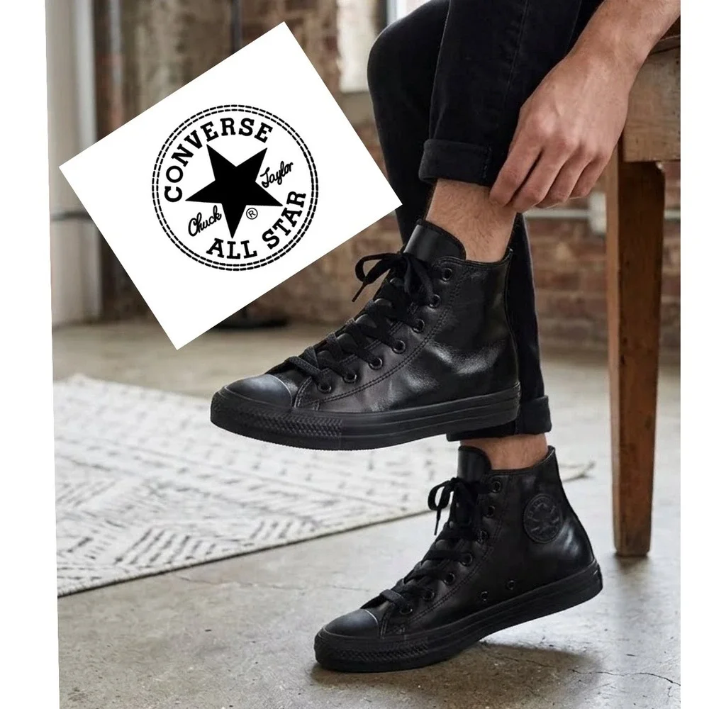 Converse Chuck Taylor All Star High Top Triple Black Coated Textile Youth Sz 3